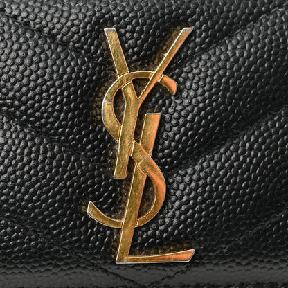 Saint Laurent Grain De Poudre Matelasse Chevron Monogram Credit Card Case Black 11 of 11