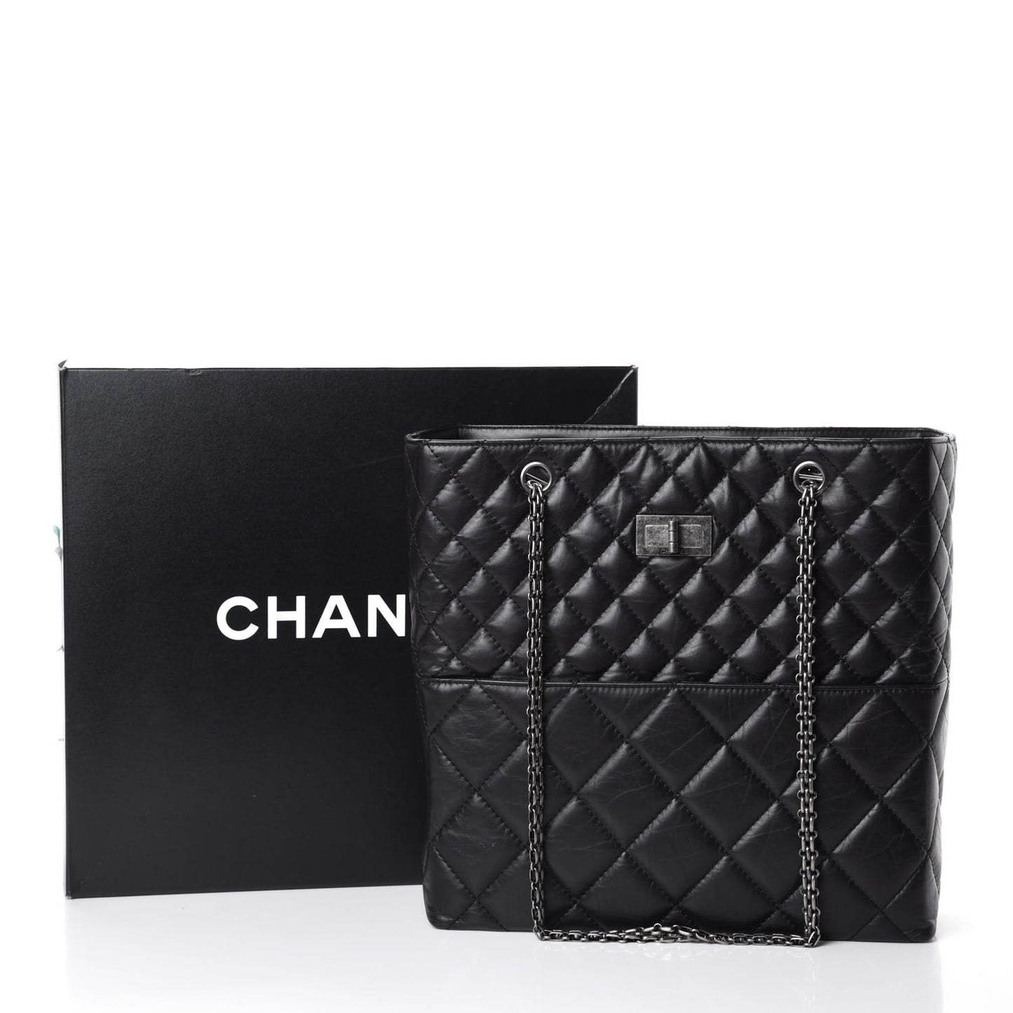 Aged Calfskin Quilted Reissue 2.55 Tote Black