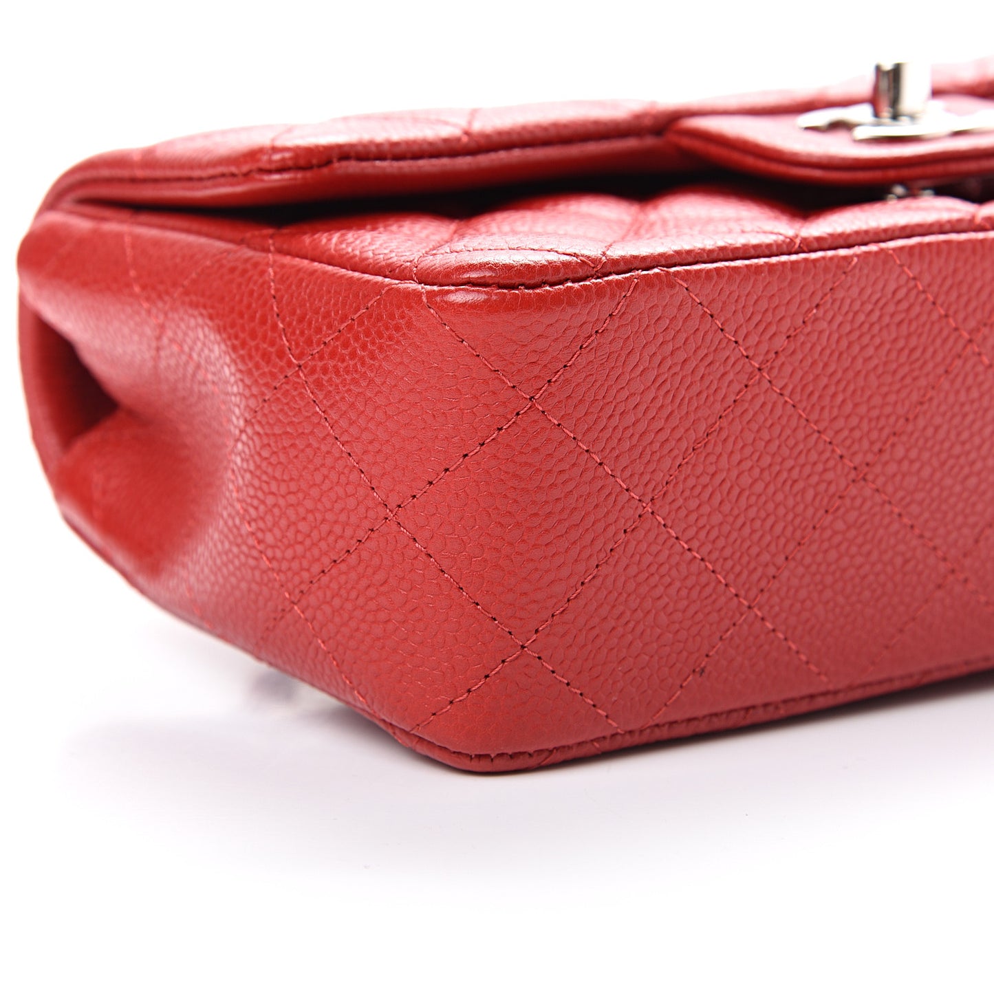 Caviar Quilted Mini Rectangular Flap Red