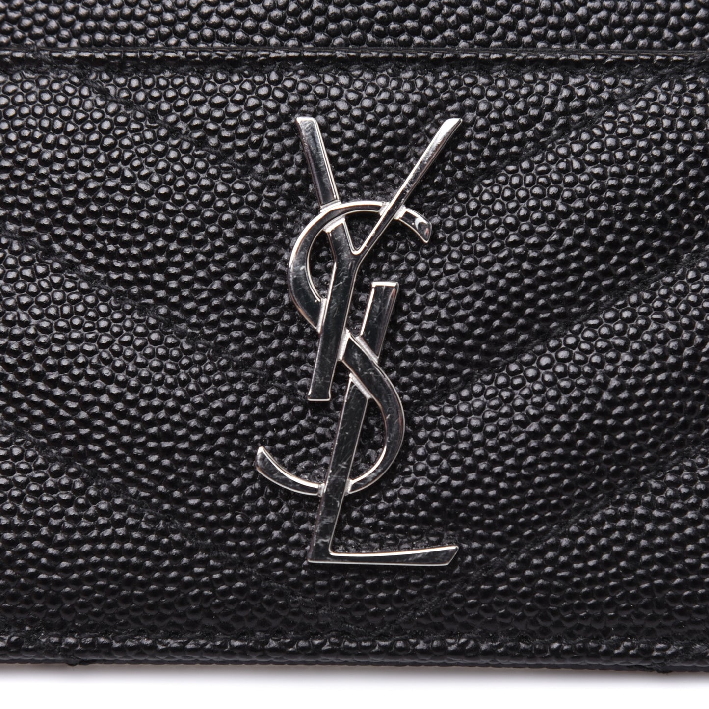 Grain De Poudre Matelasse Chevron Monogram Credit Card Case Black