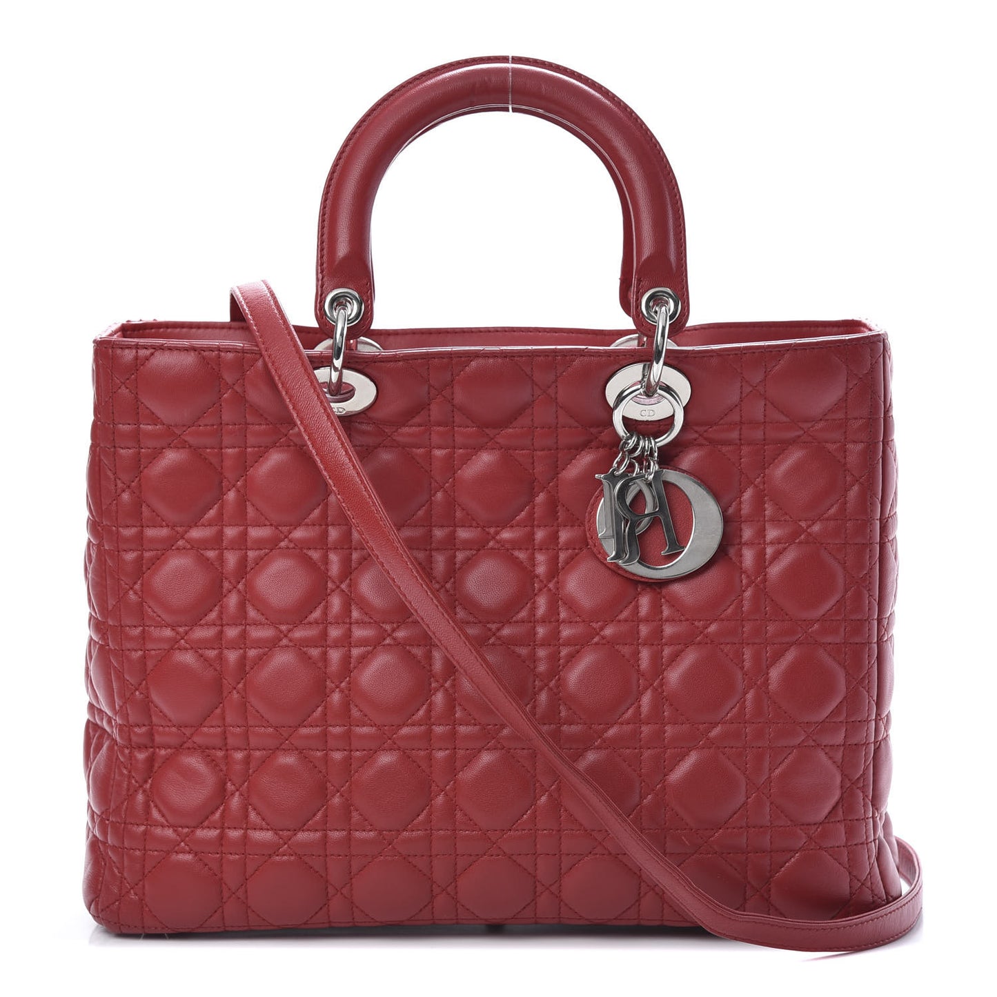Lambskin Cannage Large Lady Dior Red