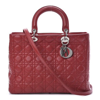 Christian Dior Lambskin Cannage Large Lady Dior Red 1 of 13
