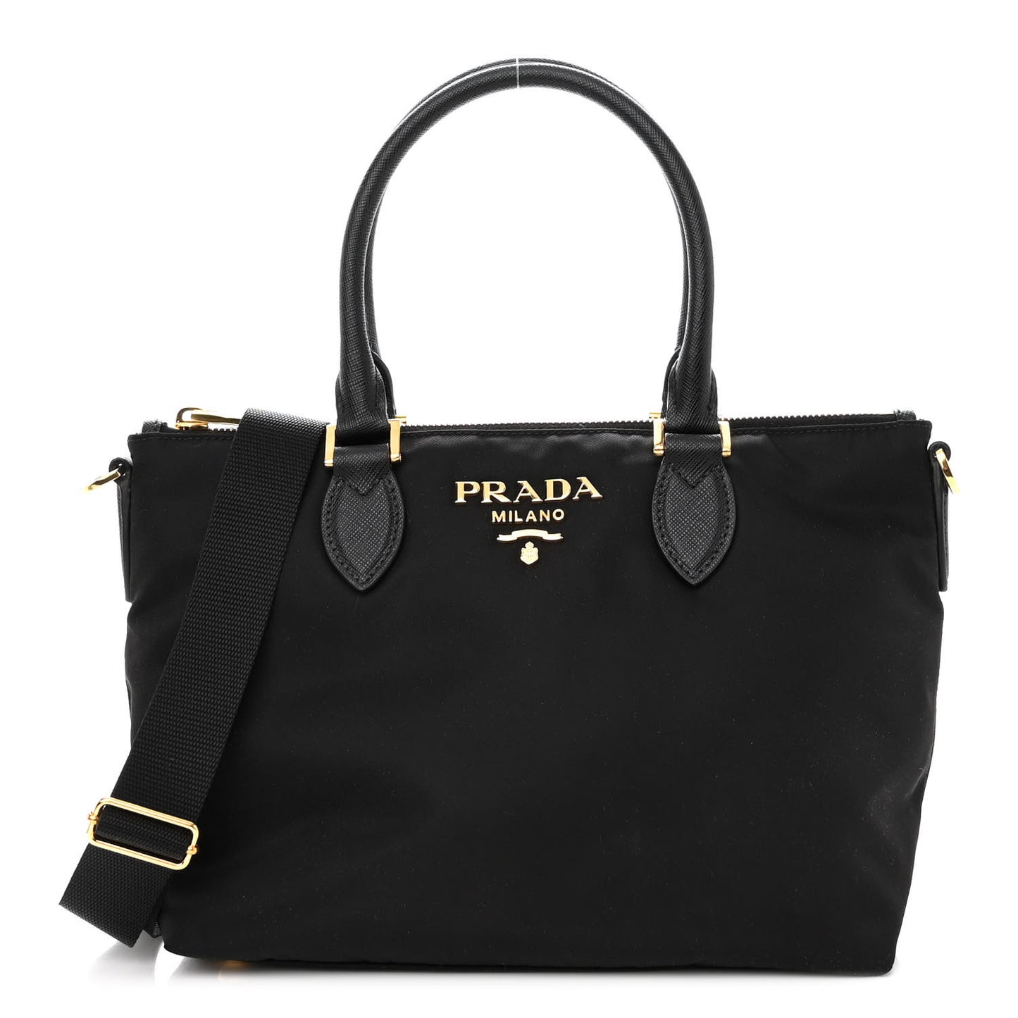Tessuto Nylon Saffiano Small Satchel Black