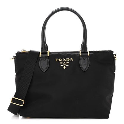 Prada Tessuto Nylon Saffiano Small Satchel Black 1 of 9