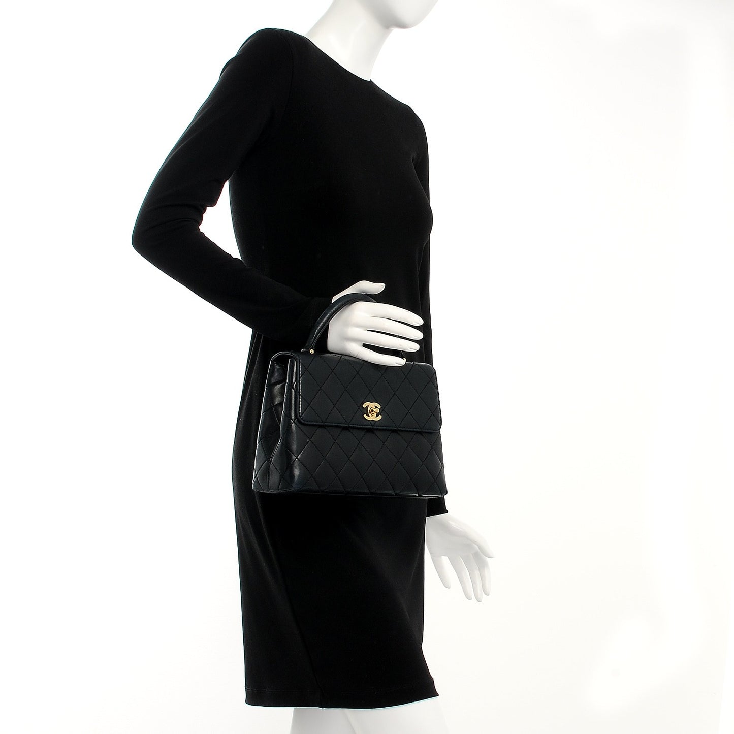 Lambskin Quilted Medium Kelly Flap Bag Black