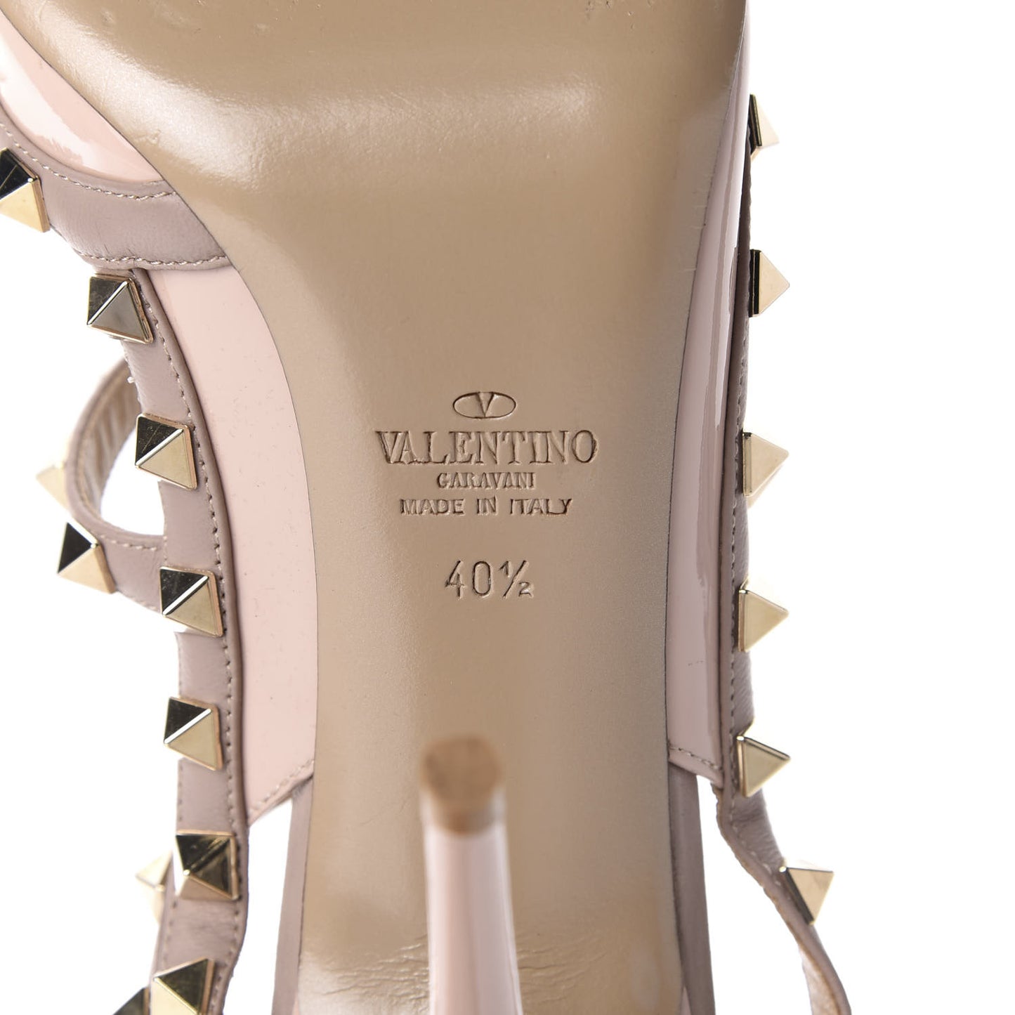 Patent Nappa Rockstud Ankle Strap 100mm Pumps 40.5 Water Rose Poudre