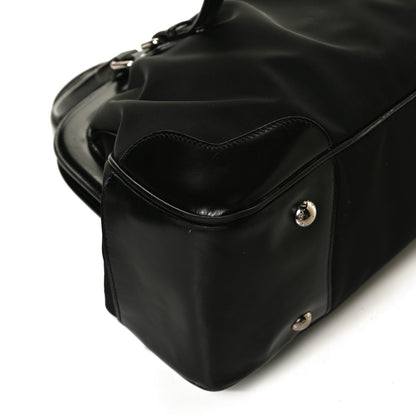 Prada Tessuto Nylon Calfskin Frame Satchel Black 13 of 17