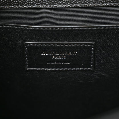 Saint Laurent Grain De Poudre Textured Mixed Matelasse Triquilt Medium Monogram Monochrome Satchel Black 6 of 11