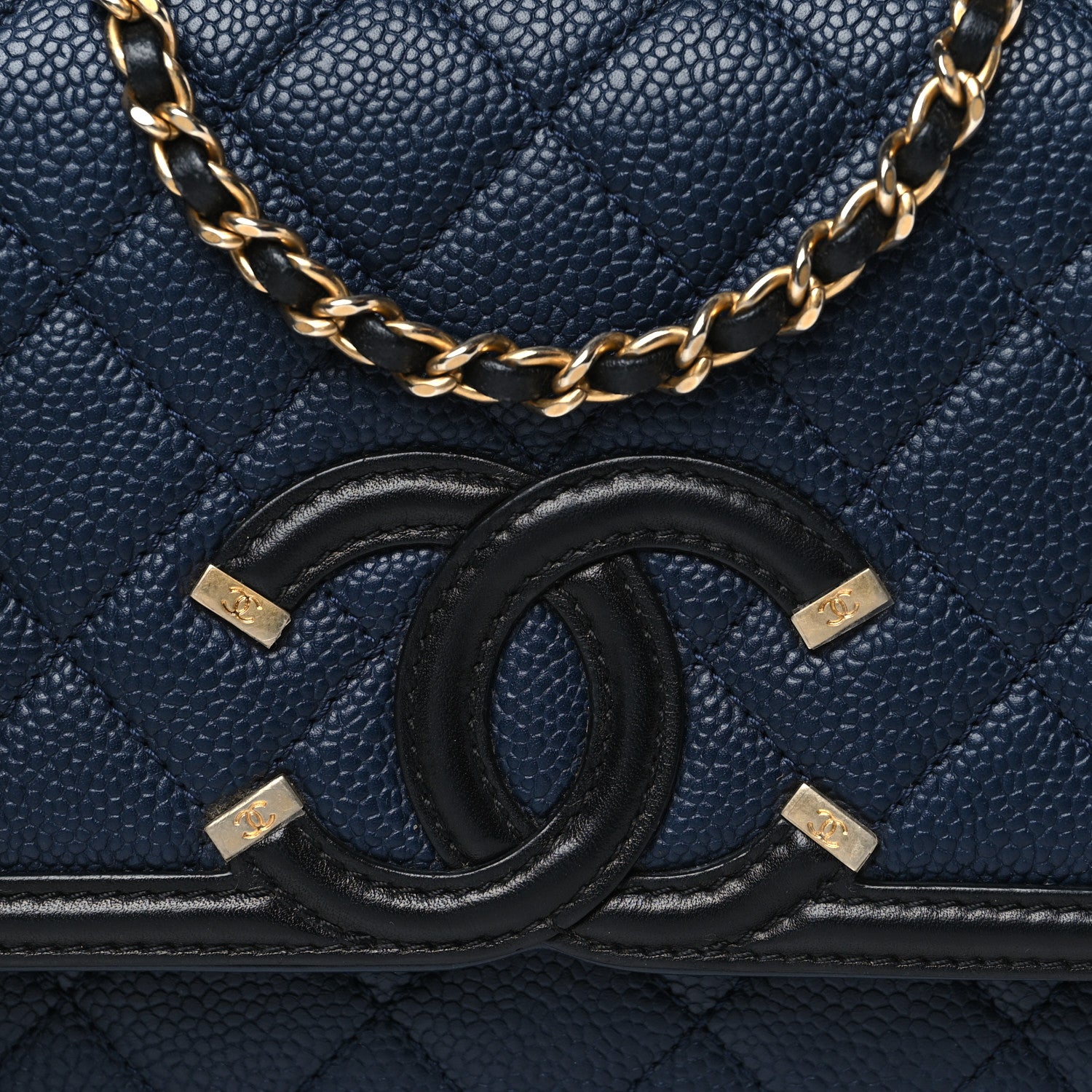 Chanel Caviar Quilted Small CC Filigree Flap Navy Black 8 of 10