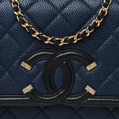 Chanel Caviar Quilted Small CC Filigree Flap Navy Black 8 of 10