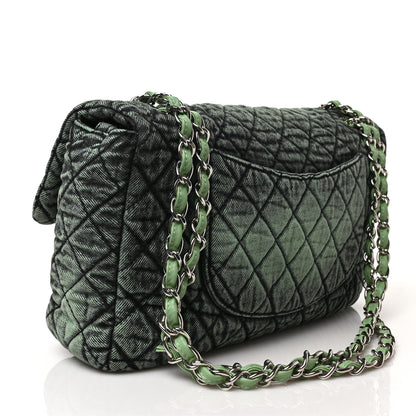 Chanel Denim Quilted Denimpression Flap Green Black 3 of 9