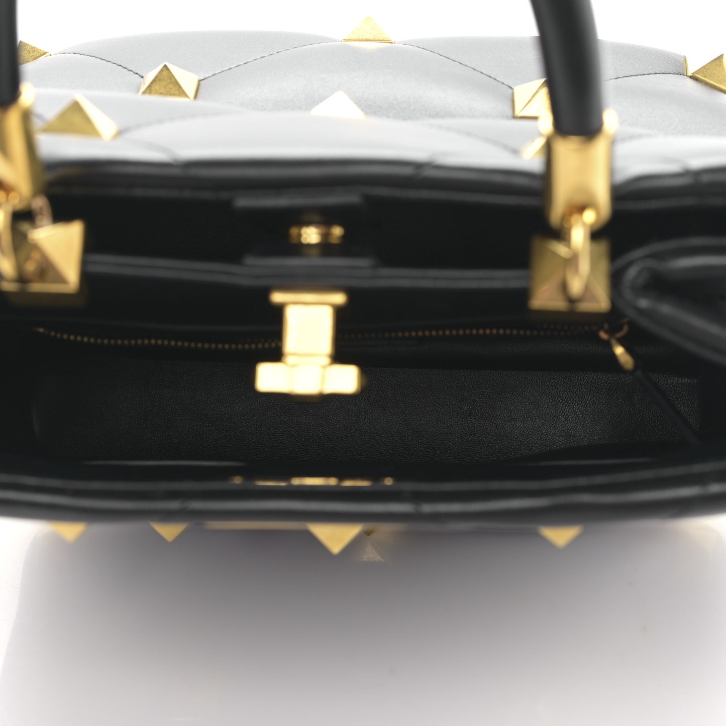 Nappa Roman Stud The Handle Bag Black