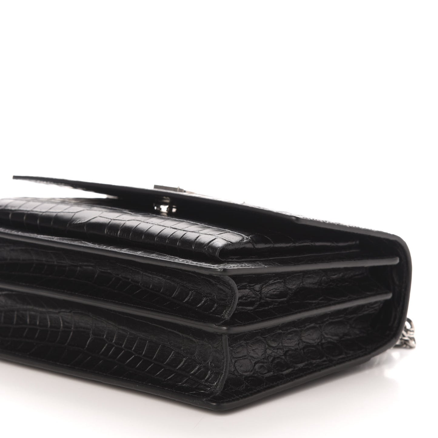 Calfskin Crocodile Embossed Medium Monogram Sunset Black