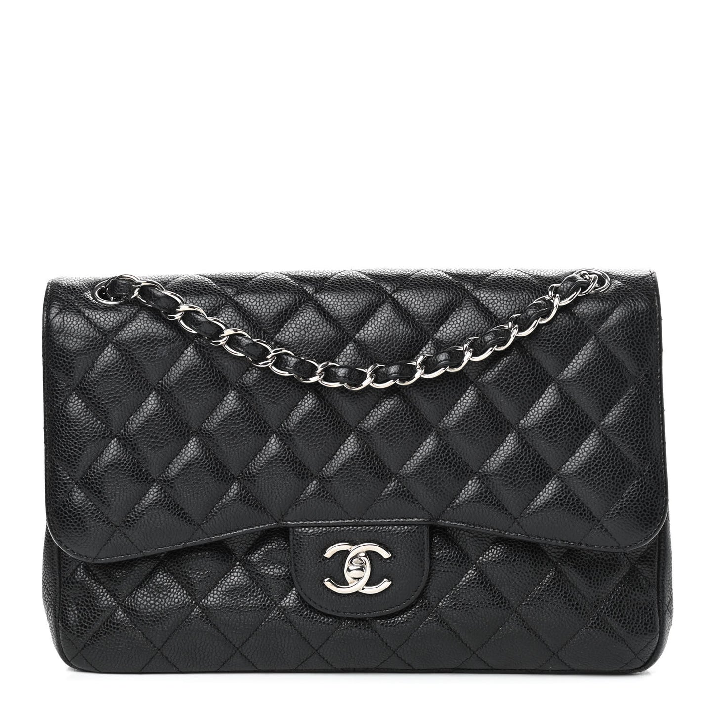 Caviar Quilted Jumbo Double Flap Black