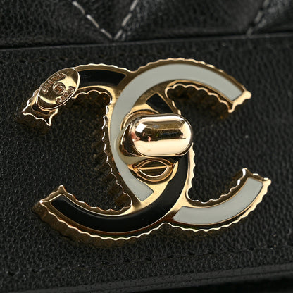 Chanel Caviar Sheepskin Chevron Quilted Vintage Mademoiselle Wallet On Chain WOC Black 13 of 14