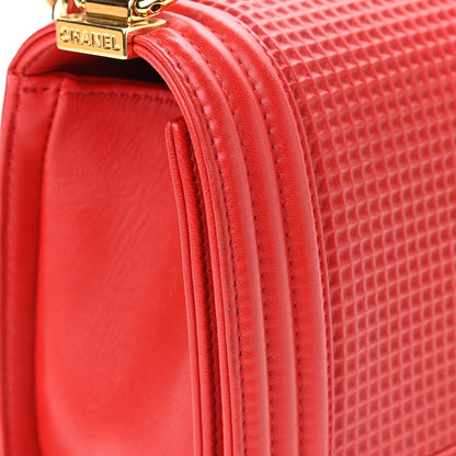 Chanel Lambskin Embossed Medium Boy Cube Flap Red 9 of 15