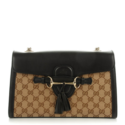 Gucci Monogram Margaux Calfskin Medium Emily Chain Shoulder Bag Beige Ebony Cocoa 1 of 7