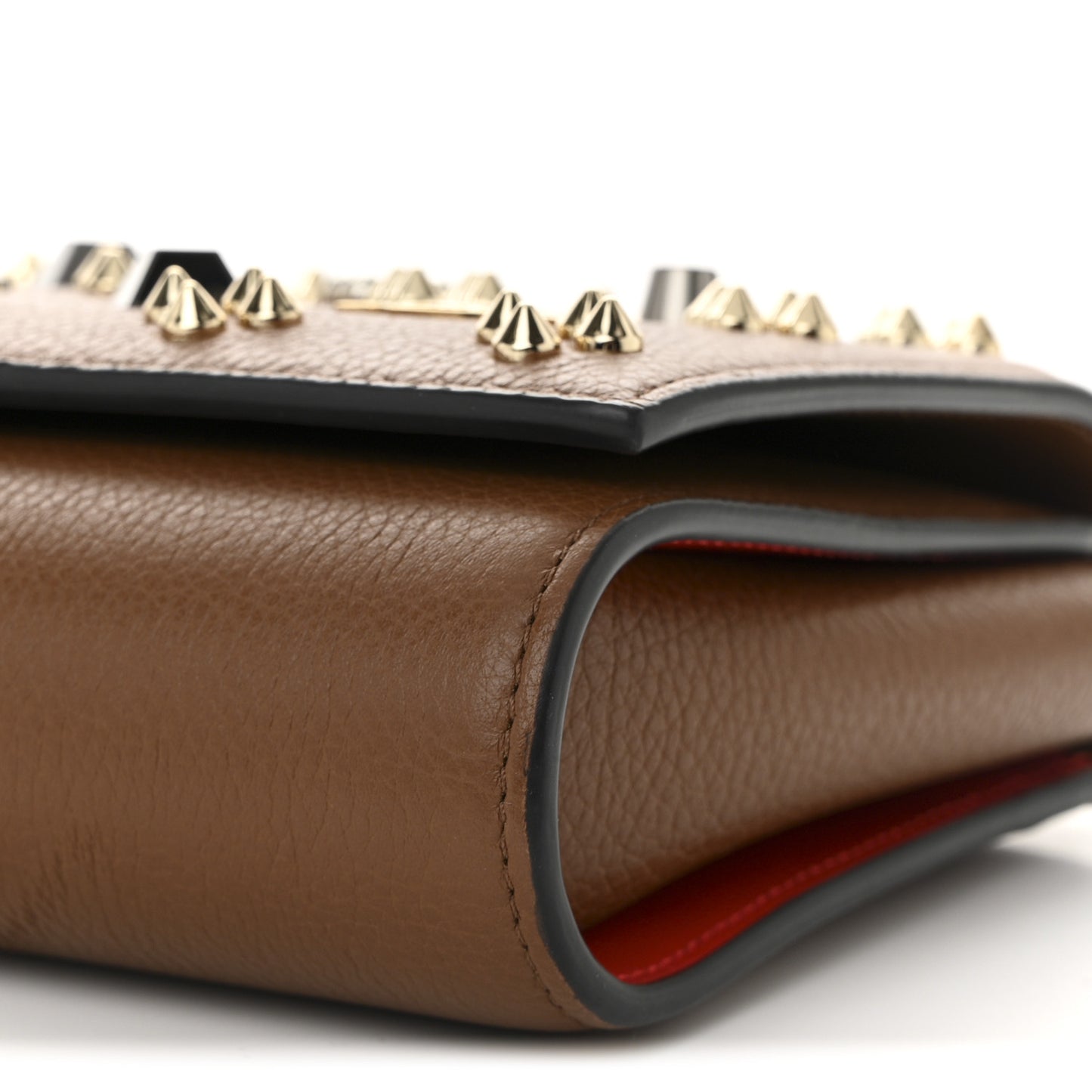 Calfskin Spikes Loubinthesky Paloma Wallet On Chain  Biscotto