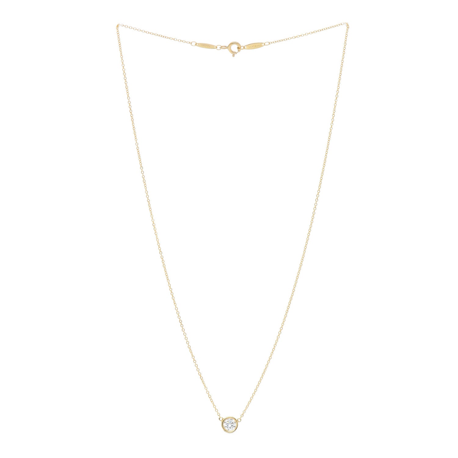 Tiffany 18K Yellow Gold Diamond .41ct Elsa Peretti Diamonds by the Yard Pendant Necklace 3 of 5