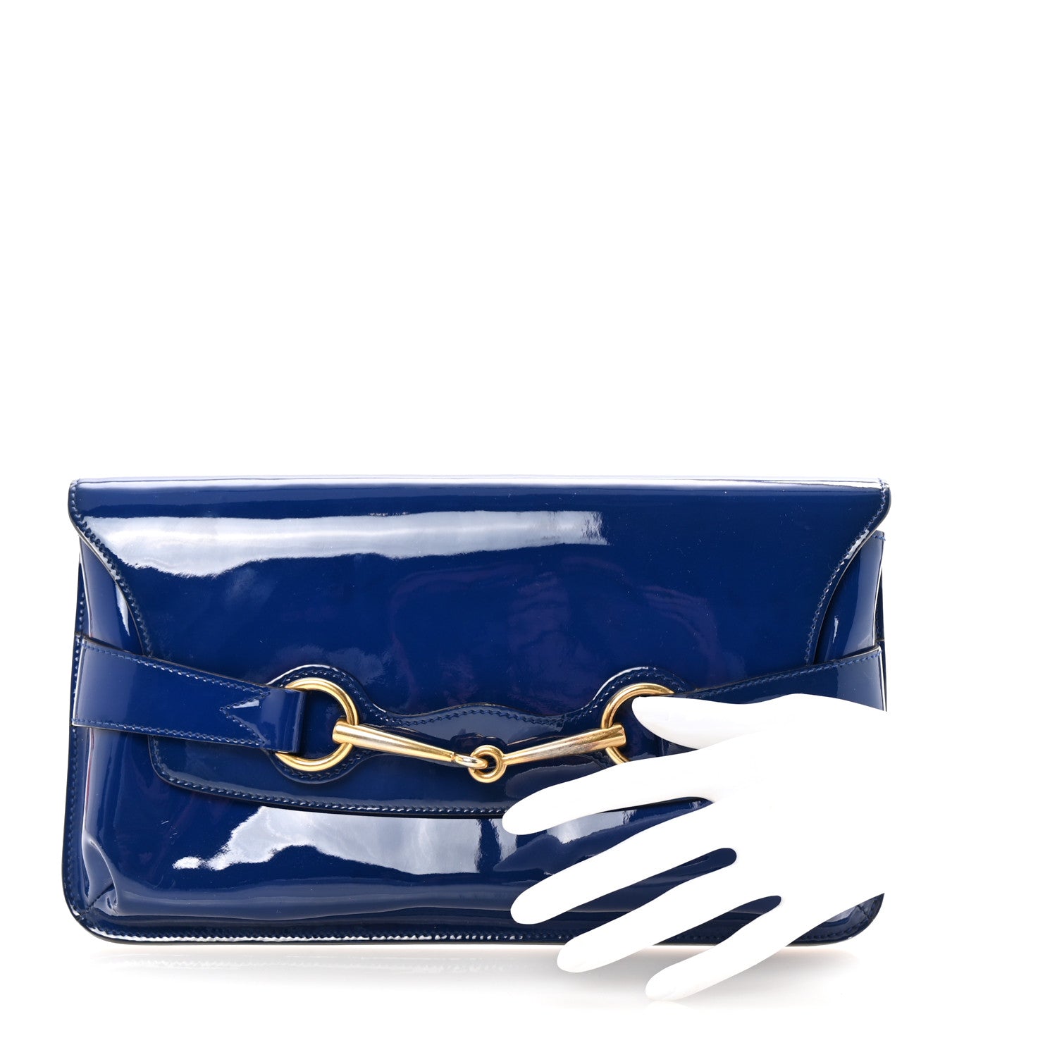 Gucci Patent Large Bright Bit Clutch Deep Zaffiro 2 of 8