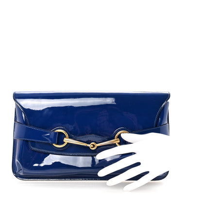 Gucci Patent Large Bright Bit Clutch Deep Zaffiro 2 of 8