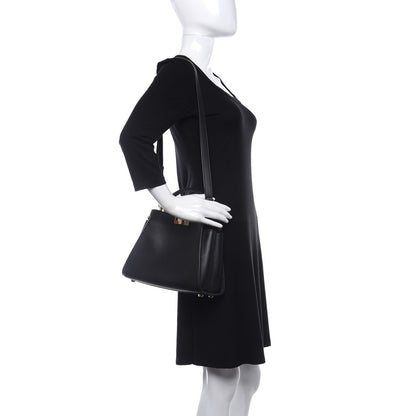 Fendi Vitello Tahiti Burro Medium Peekaboo Iconic Essentially Satchel Black Corda 2 of 11