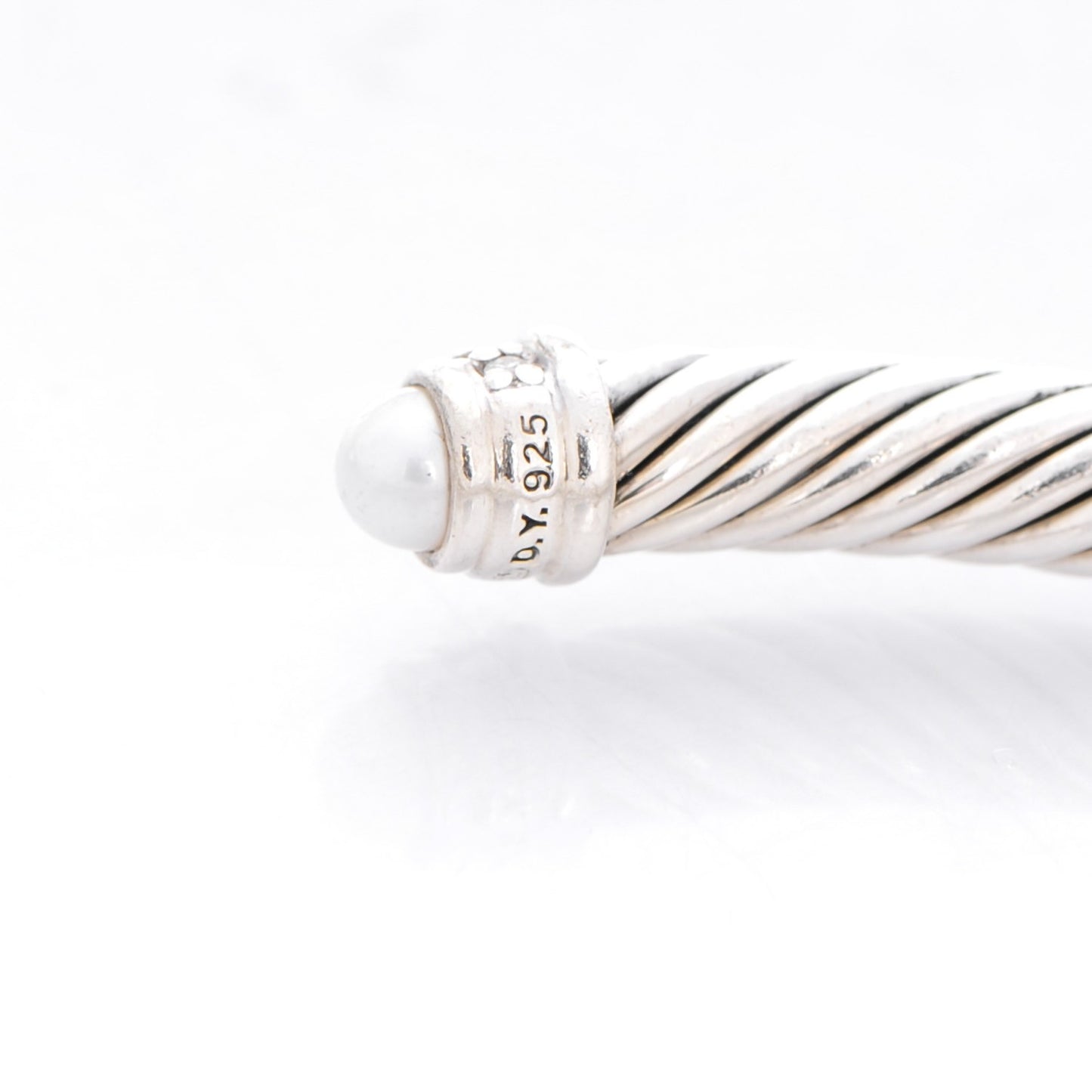 Sterling Silver Diamond Pearl 5mm Cable Classics Bracelet