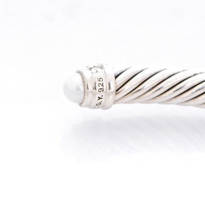 David Yurman Sterling Silver Diamond Pearl 5mm Cable Classics Bracelet 4 of 5