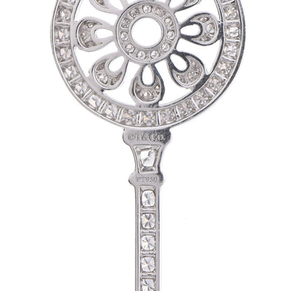 Tiffany Platinum Diamond Petals Key Pendant Necklace 6 of 8