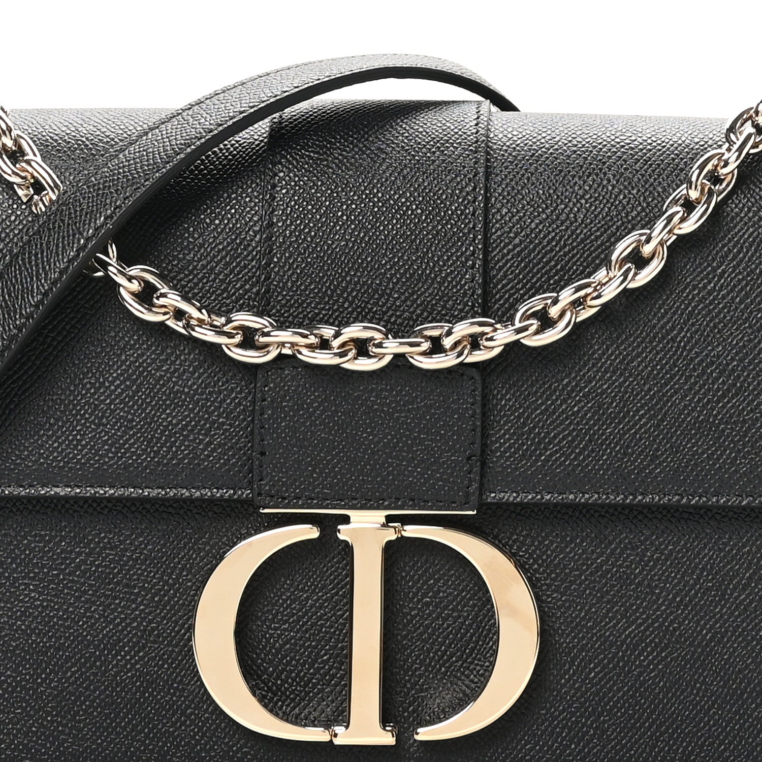 Christian Dior Grained Calfskin Embossed 30 Montaigne Chain Flap Bag Black 8 of 10