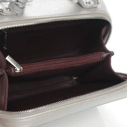 Chanel Metallic Caviar Quilted Medium CC Filigree Vanity Case Silver 5 of 8
