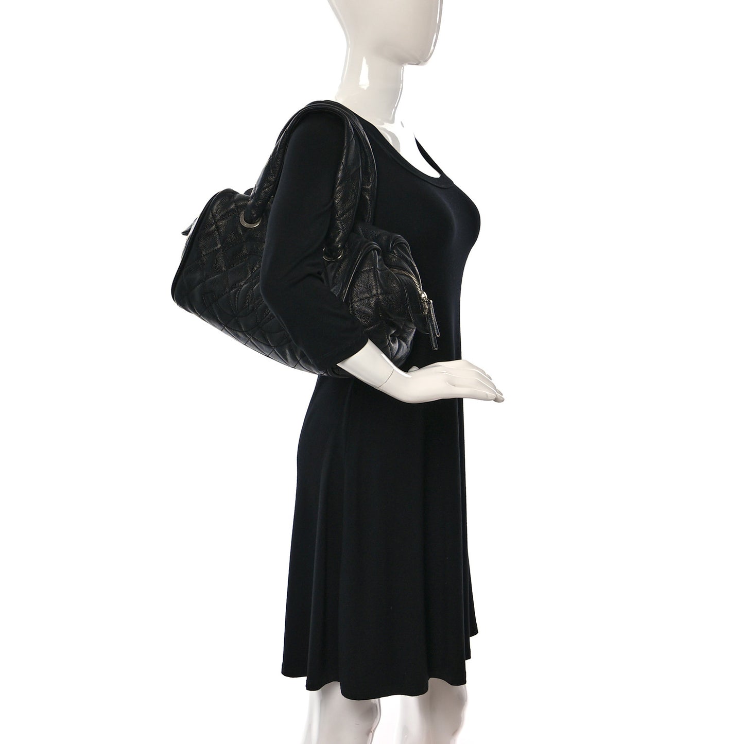 Caviar Quilted CC Timeless Bowler Black