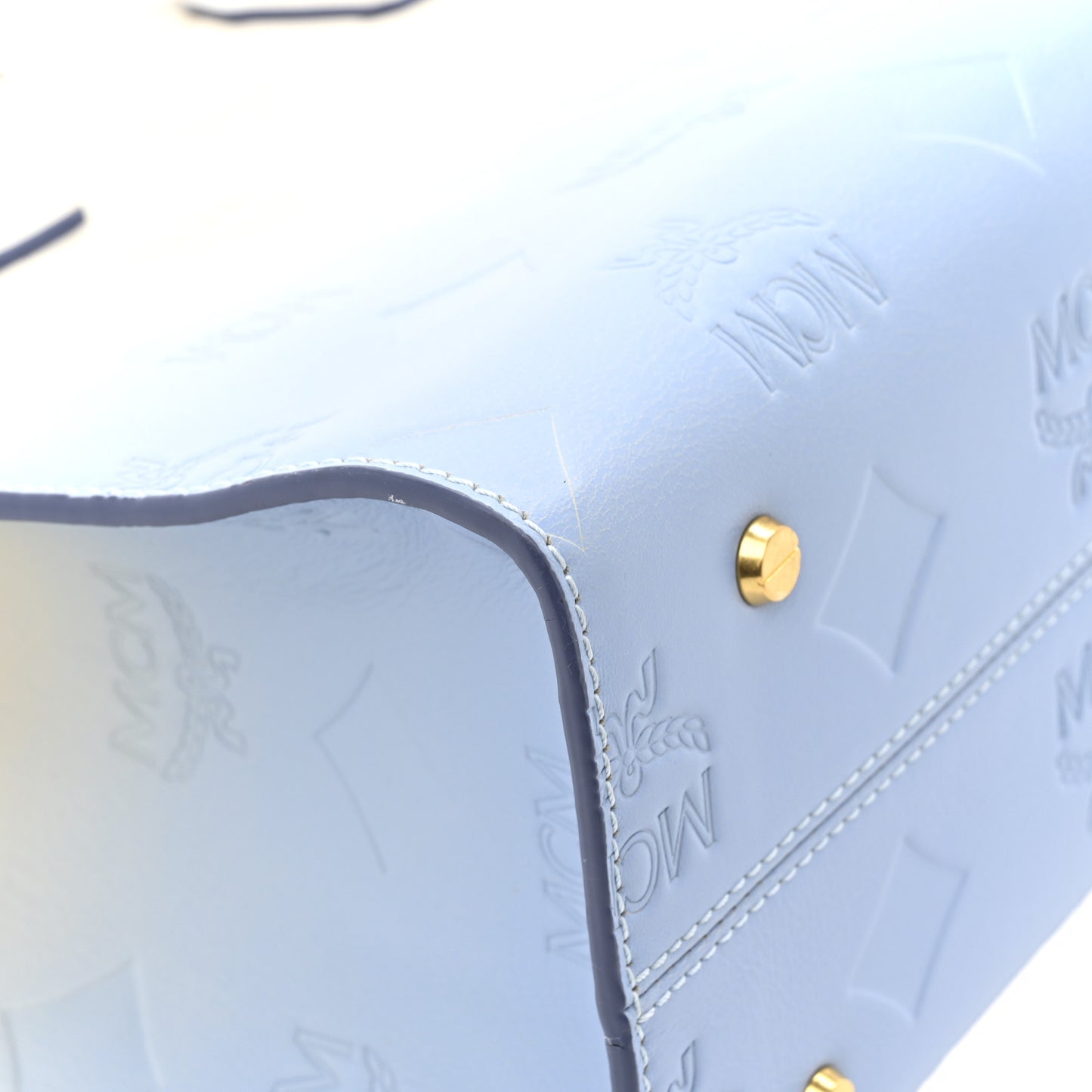 Calfskin Gradation Monogram Large Munchen Tote Blue