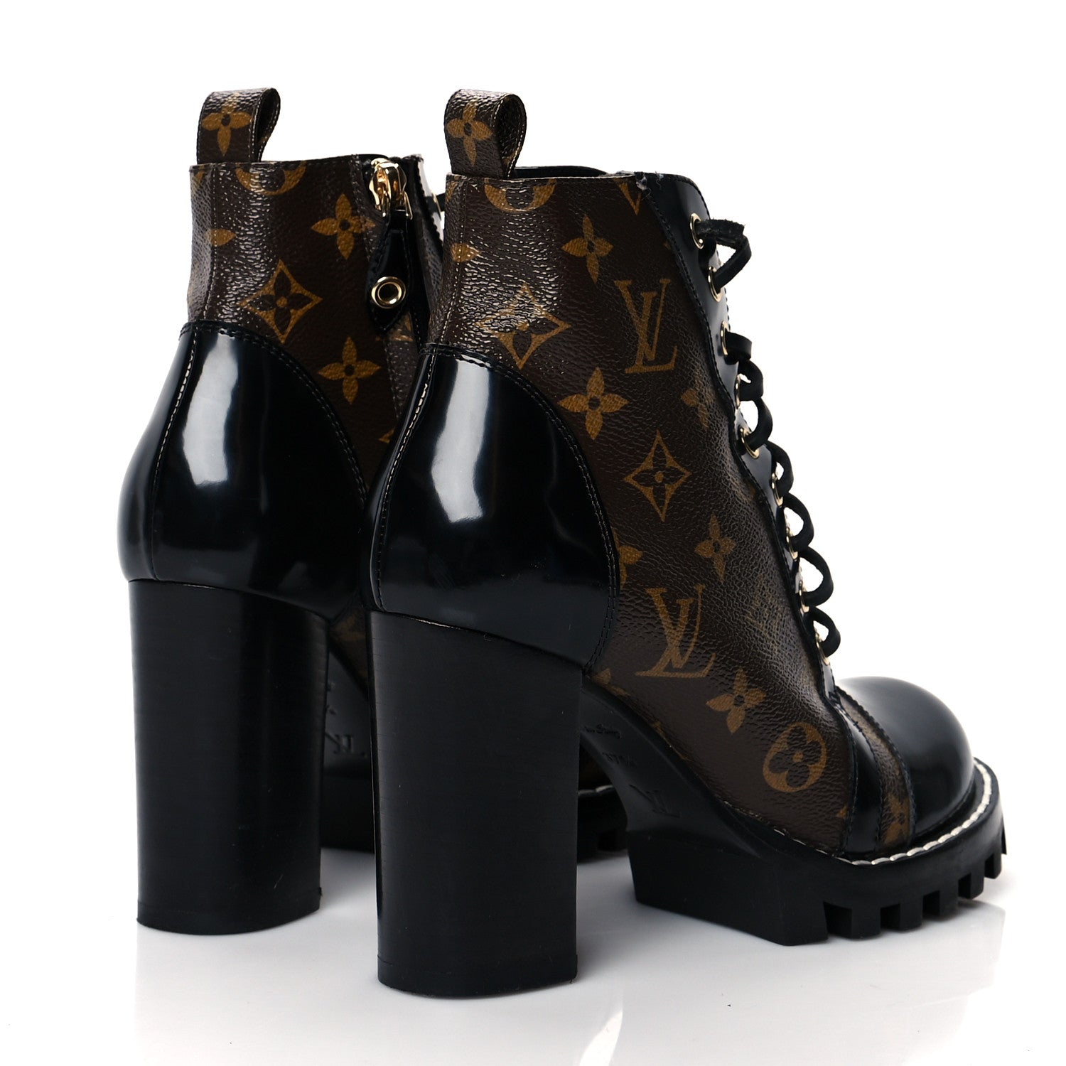Louis Vuitton Patent Calfskin Monogram Star Trail Ankle Boots 37.5 Black 4 of 11
