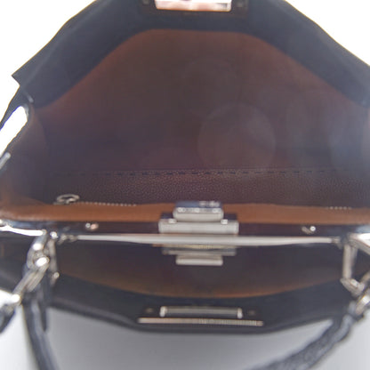 Fendi Cuoio Romano Selleria Bi-Color Medium Peekaboo Iconic Satchel Black Mou 7 of 15
