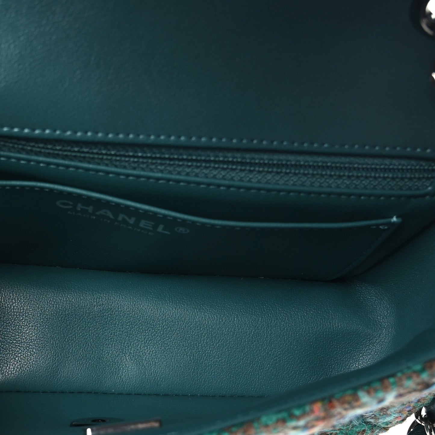 Tweed Quilted Mini Rectangular Flap Green