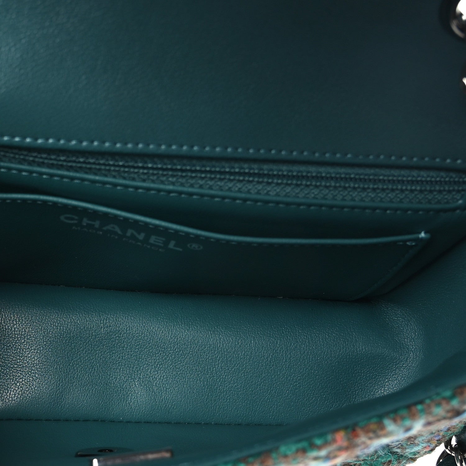 Chanel Tweed Quilted Mini Rectangular Flap Green 5 of 9