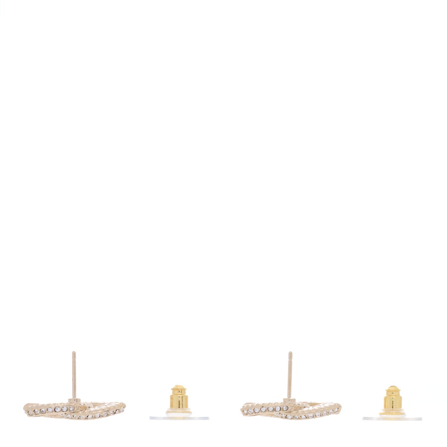 Chanel Crystal Timeless CC Earrings Light Gold 3 of 4