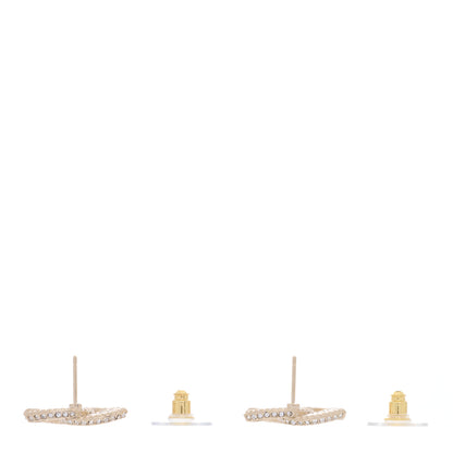 Chanel Crystal Timeless CC Earrings Light Gold 3 of 4