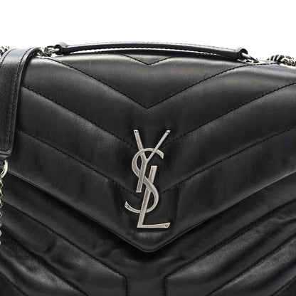 Saint Laurent Calfskin Y Quilted Monogram Small Loulou Chain Satchel Black 7 of 9