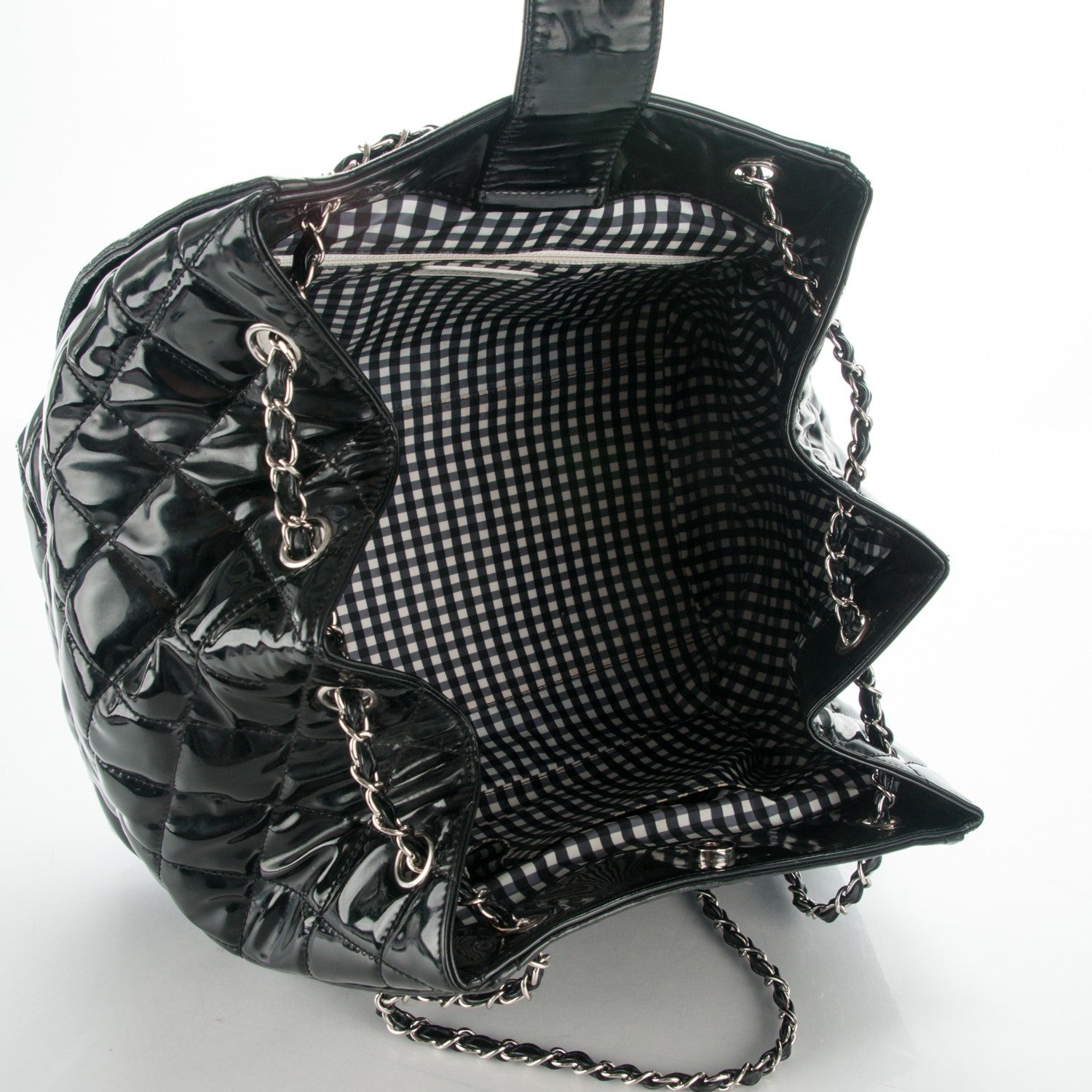 Chanel Vinyl Large Lipstick Ligne Accordion Tote Black 5 of 9