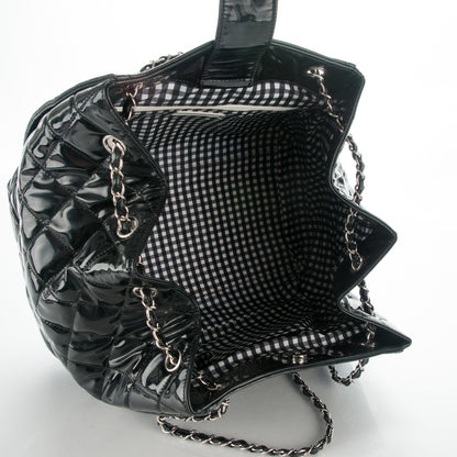 Chanel Vinyl Large Lipstick Ligne Accordion Tote Black 5 of 9
