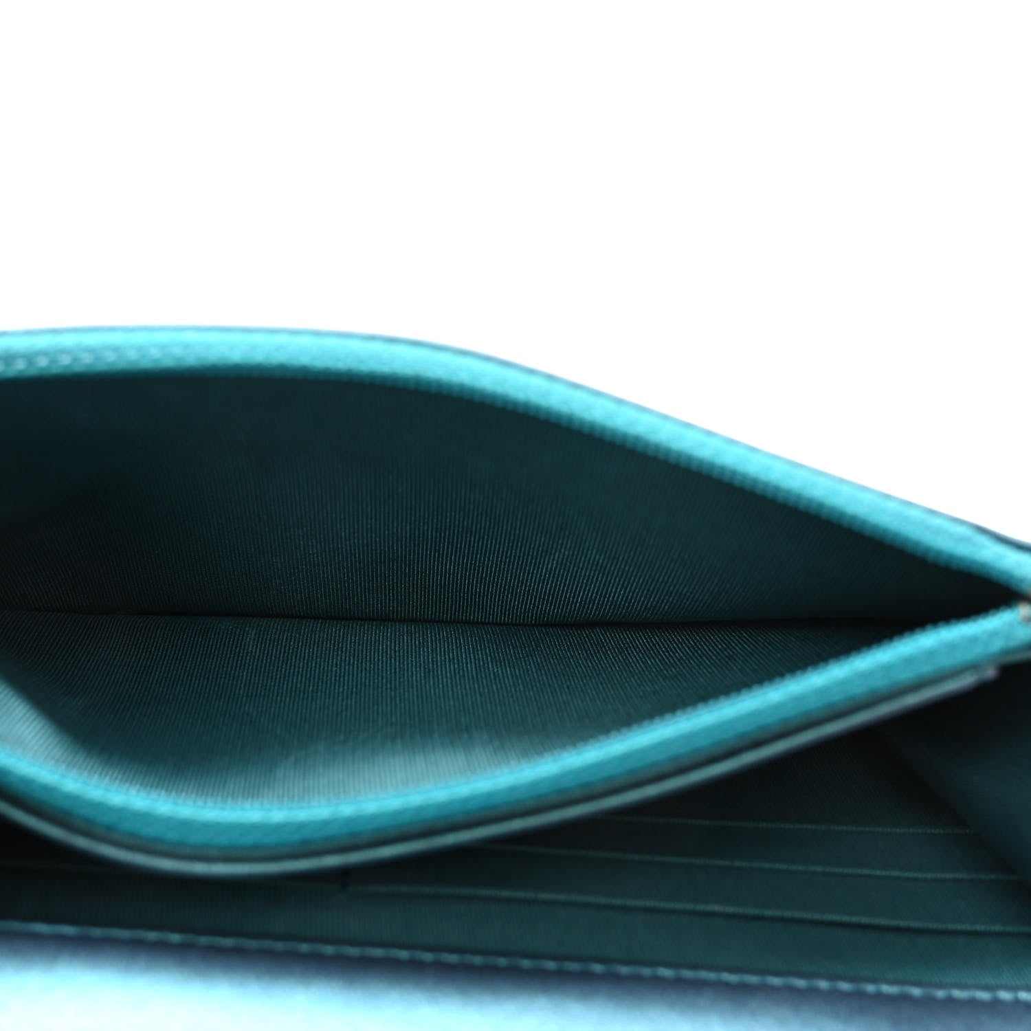 Chanel Metallic Lambskin Wallet On Chain WOC Turquoise 5 of 11
