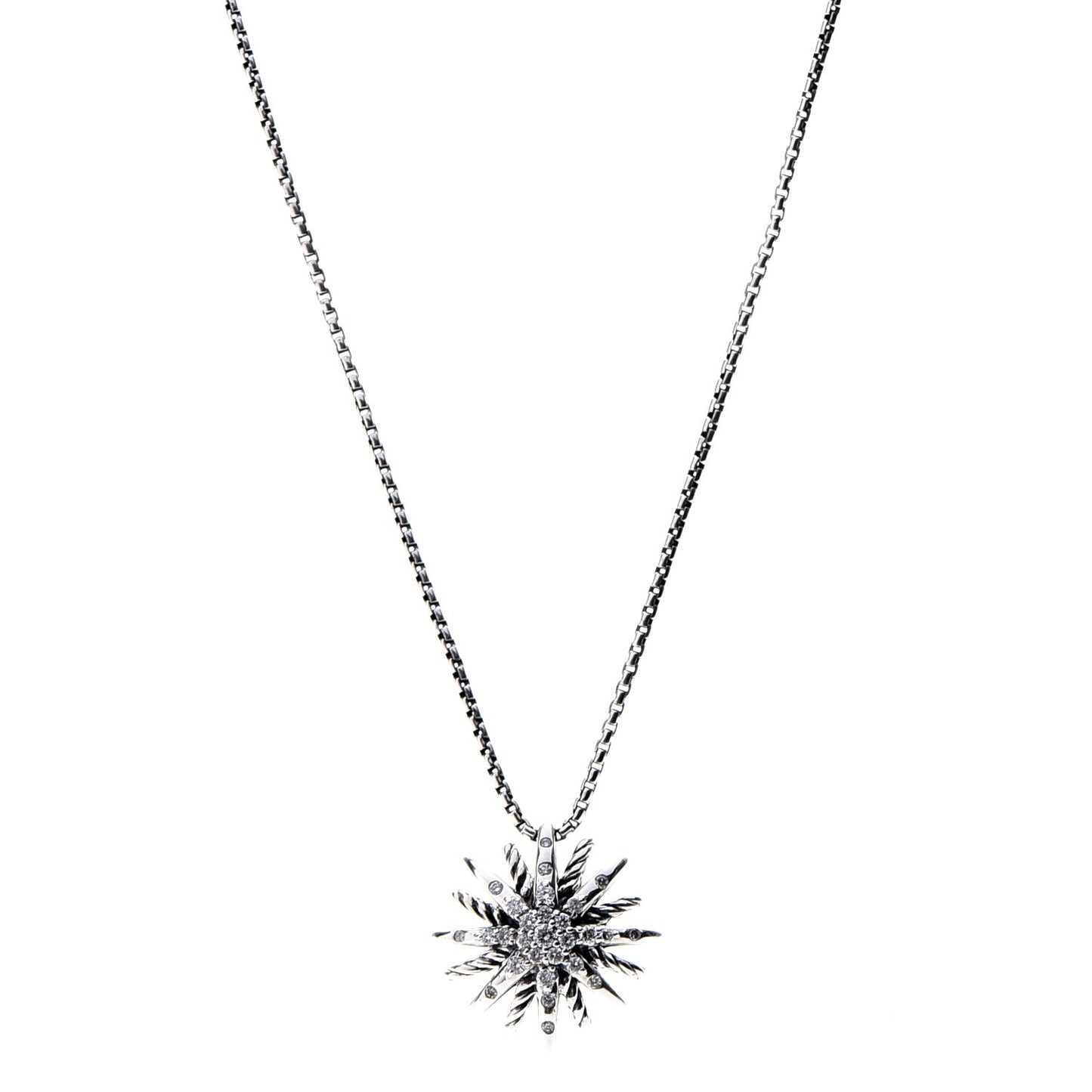 DAVID YURMAN Sterling Silver Diamond 16mm Small Starburst Pendant Necklace
