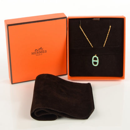 Hermes Laquered Iliade Pendant Necklace Bleu Atoll 4 of 6