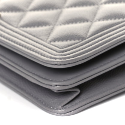 Chanel Caviar Quilted Boy Wallet On Chain WOC Grey 16 of 17