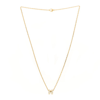 Hermes Lacquered Gold Mini Pop H Pendant Necklace White 3 of 7