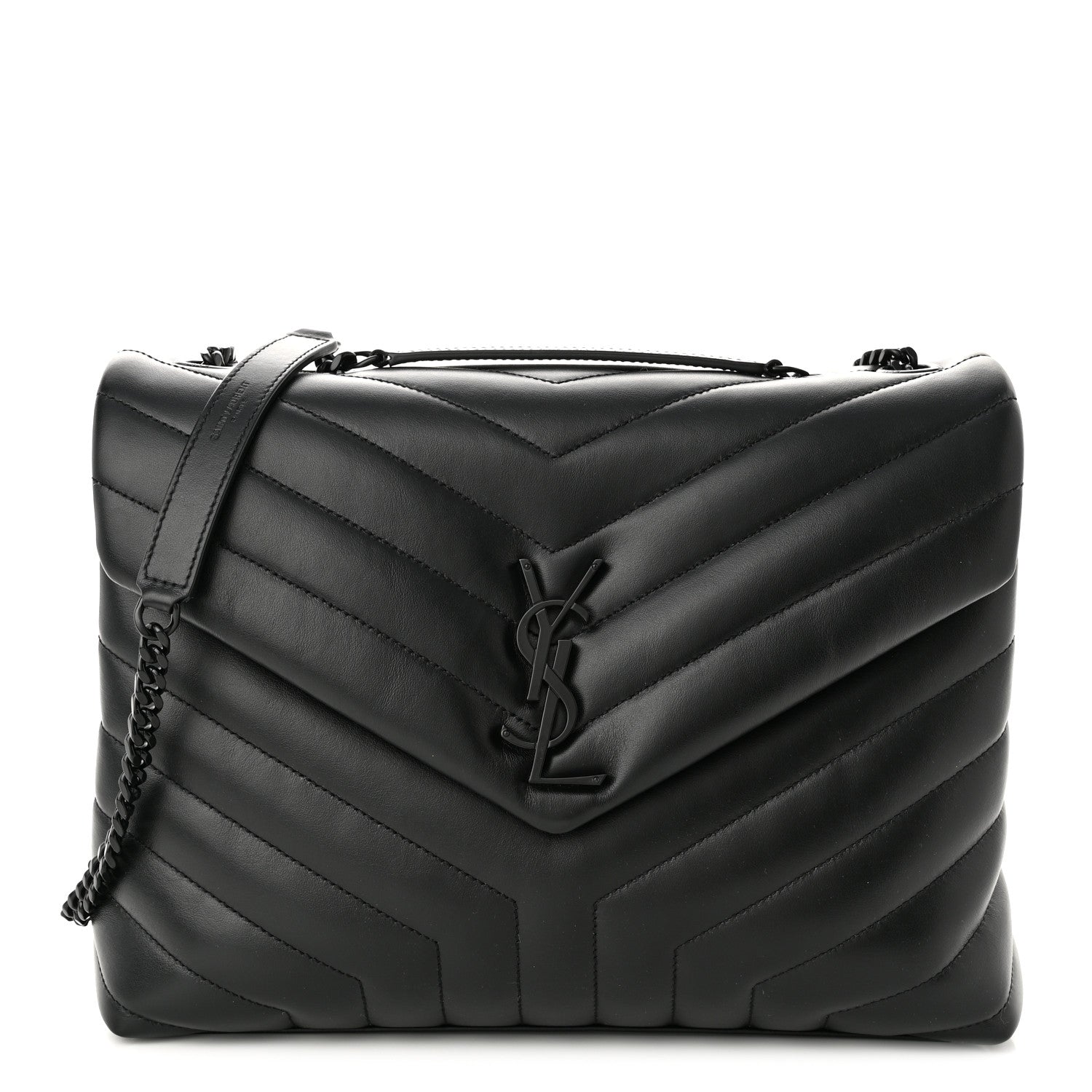 Saint Laurent Calfskin Y Quilted Monogram Monochrome Medium Loulou Chain Satchel Black 1 of 11