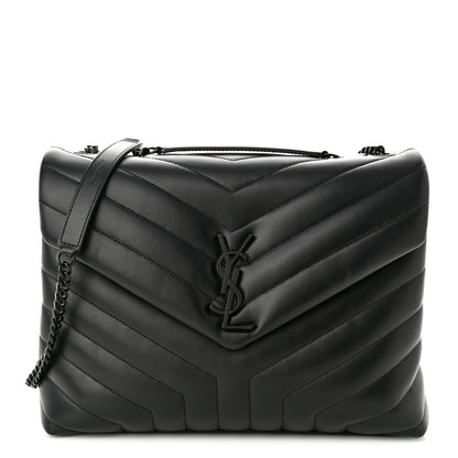 Saint Laurent Calfskin Y Quilted Monogram Monochrome Medium Loulou Chain Satchel Black 1 of 11