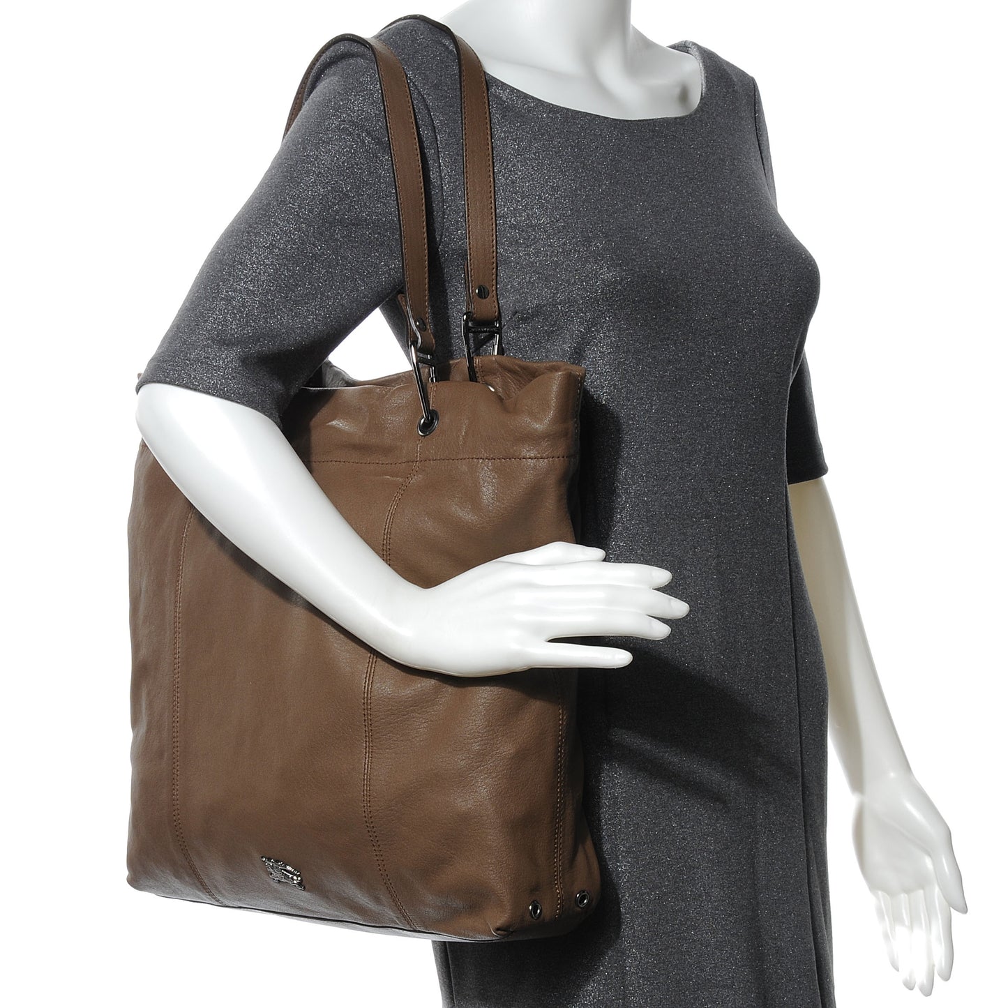 Leather Packable Tote Brown
